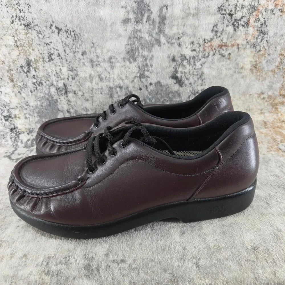 SAS Siesta‎ Walking Shoes Womens 9 Narrow Cordovan Leather Lace Up Moc Toe